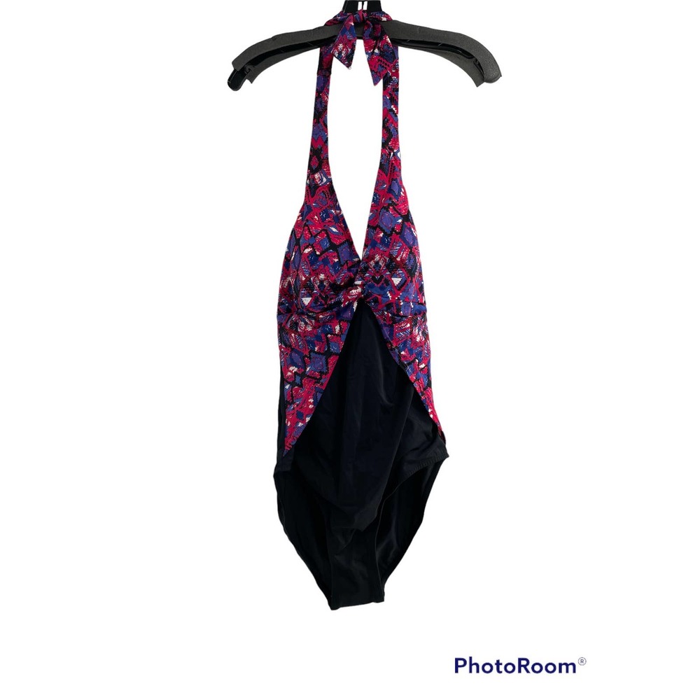 Tropical escape missy 1pc Halter Maillot Size 16 Swimsuit